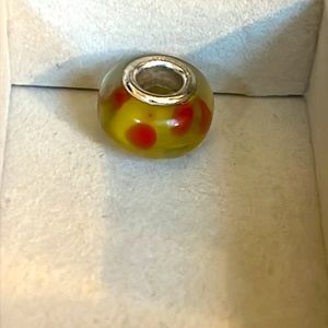 Brighton orange yellow glass charm bead for bracelet or necklace polka dot